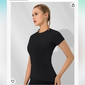 LOOVOO |  Women Workout Athletic Compression Tee Dry Fit Yoga Gym Basic Tops